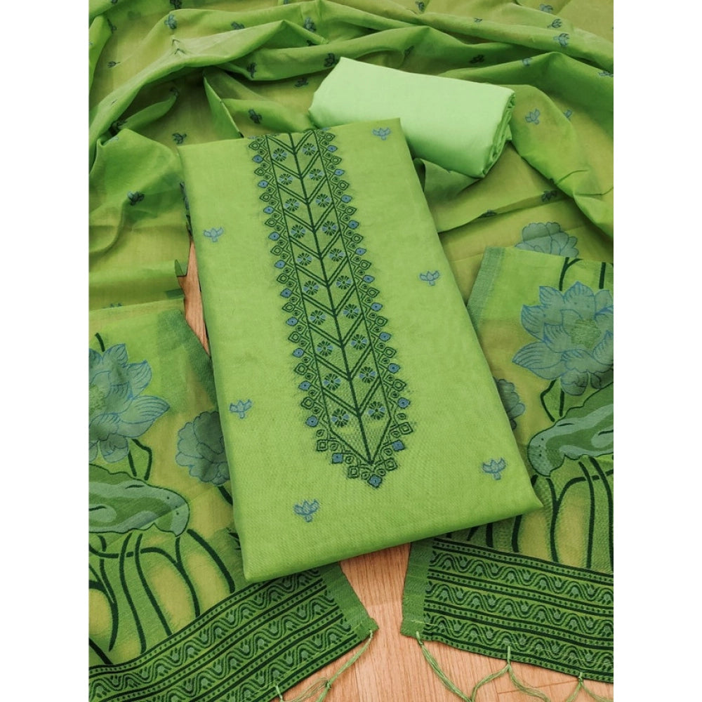 Women's Banarasi Silk Printed Unstitched Salwar Suit Material — Pista · Psta