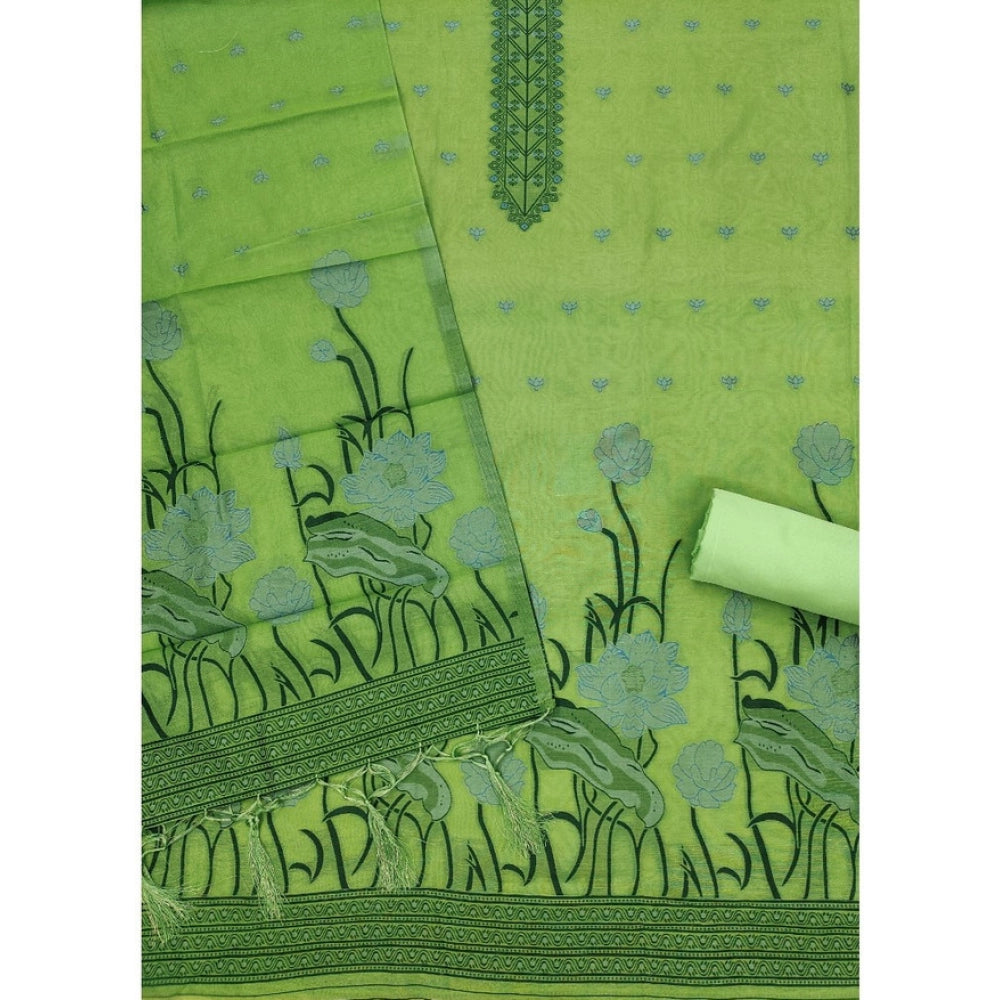 Women's Banarasi Silk Printed Unstitched Salwar Suit Material — Pista · Psta