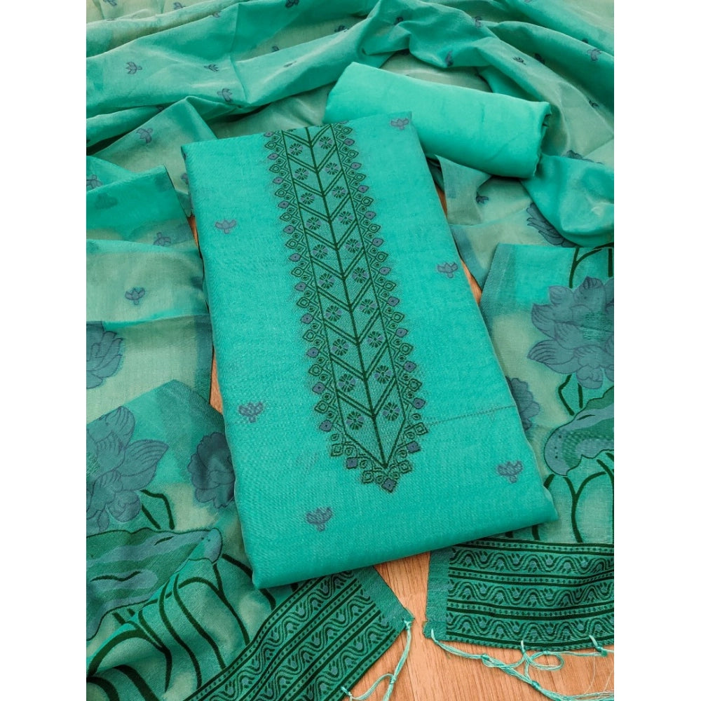 Women's Banarasi Silk Printed Unstitched Salwar Suit Material — Sea Green · Gren