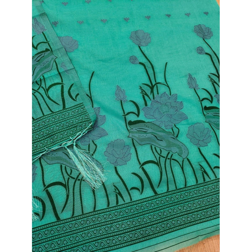 Women's Banarasi Silk Printed Unstitched Salwar Suit Material — Sea Green · Gren