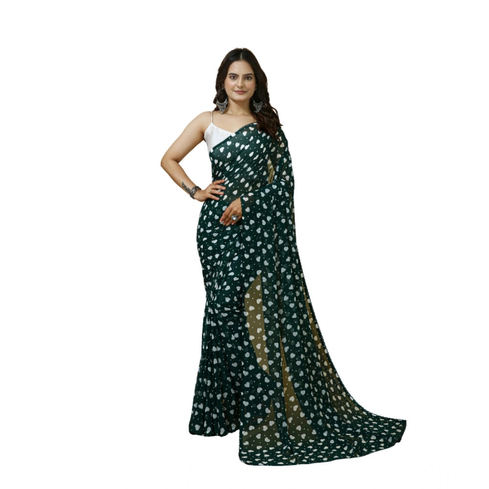 Women's Georgette Printed Saree — Green · 1001