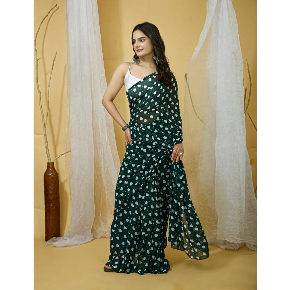 Women's Georgette Printed Saree — Green · 1001