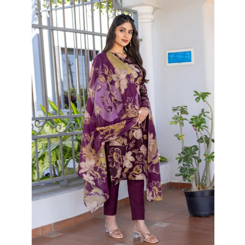Women's Cotton Blend Printed Kurti — Purple