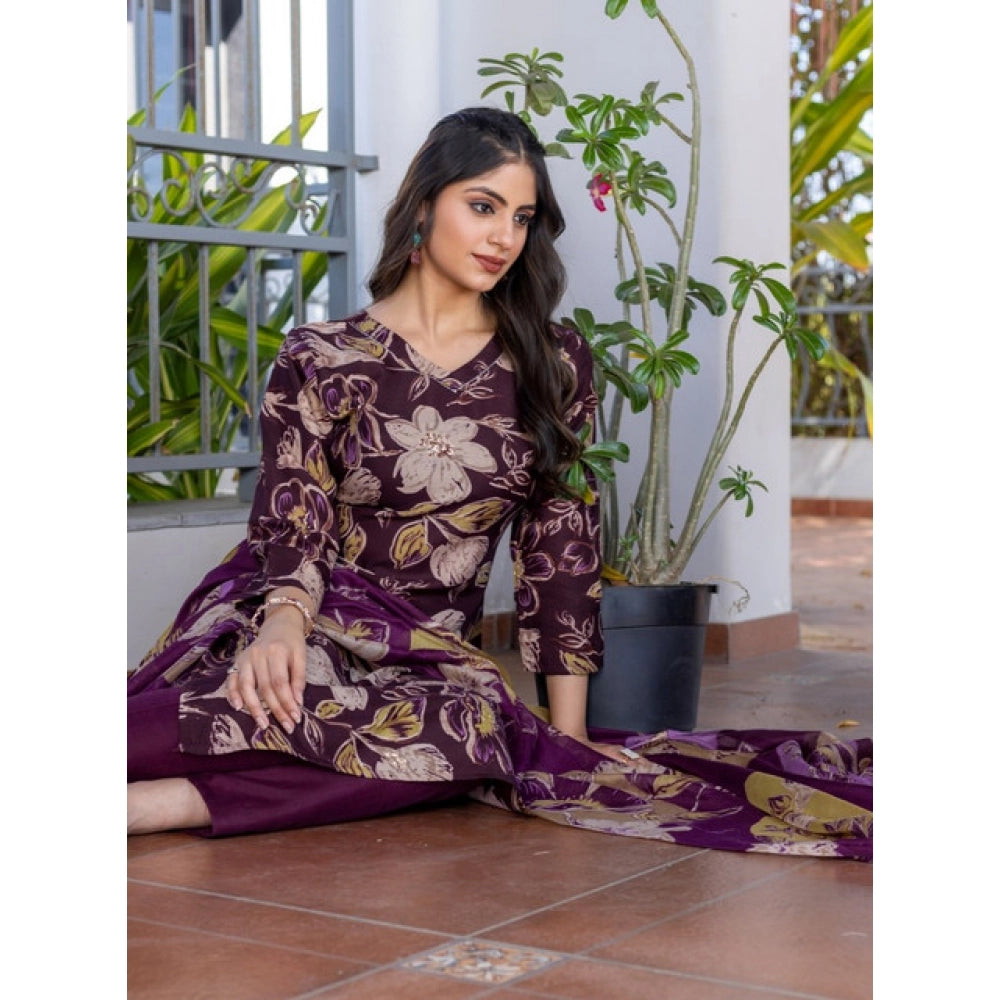 Women's Cotton Blend Printed Kurti — Purple