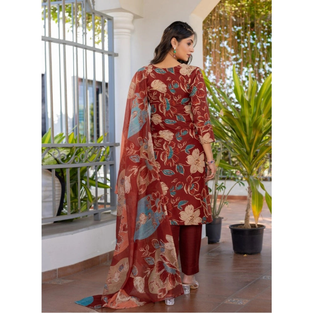 Women's Cotton Blend Printed Kurti — Rust