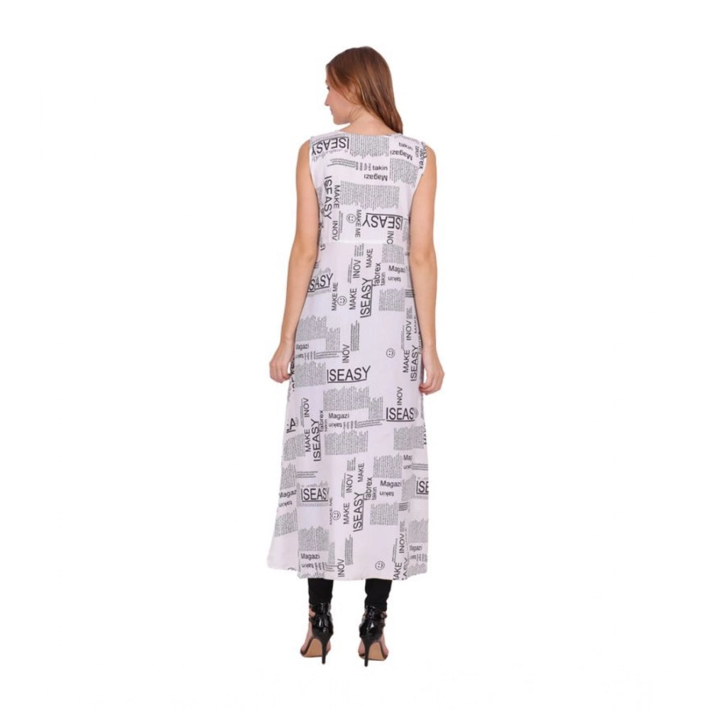 Women's Casual Crepe Sleeveless Slit Dress — White