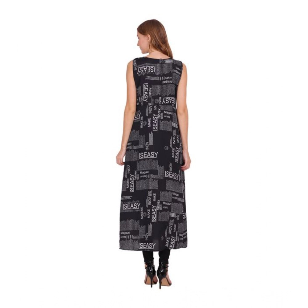 Women's Casual Crepe Sleeveless Slit Dress — Black