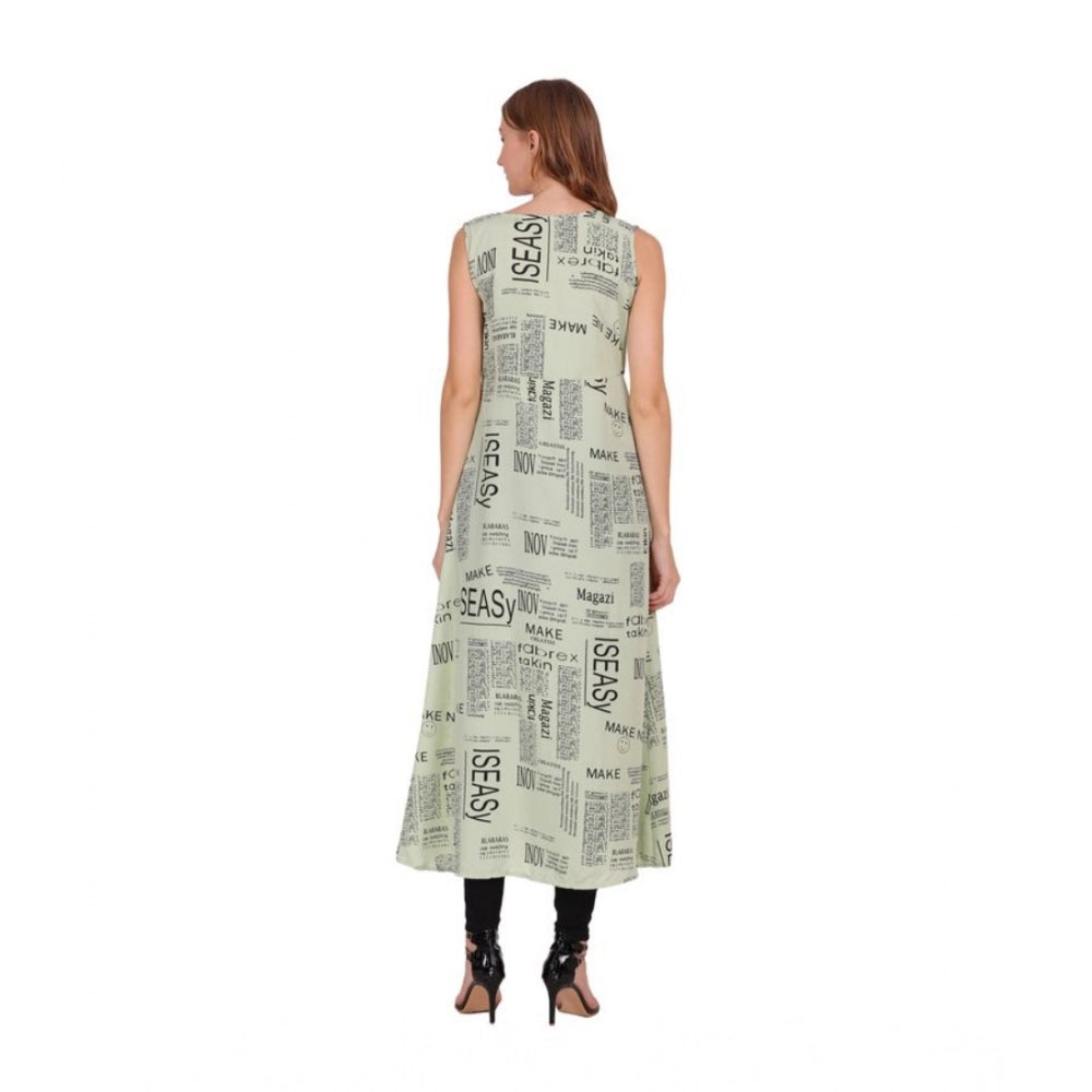 Women's Casual Crepe Sleeveless Slit Dress — Light Green