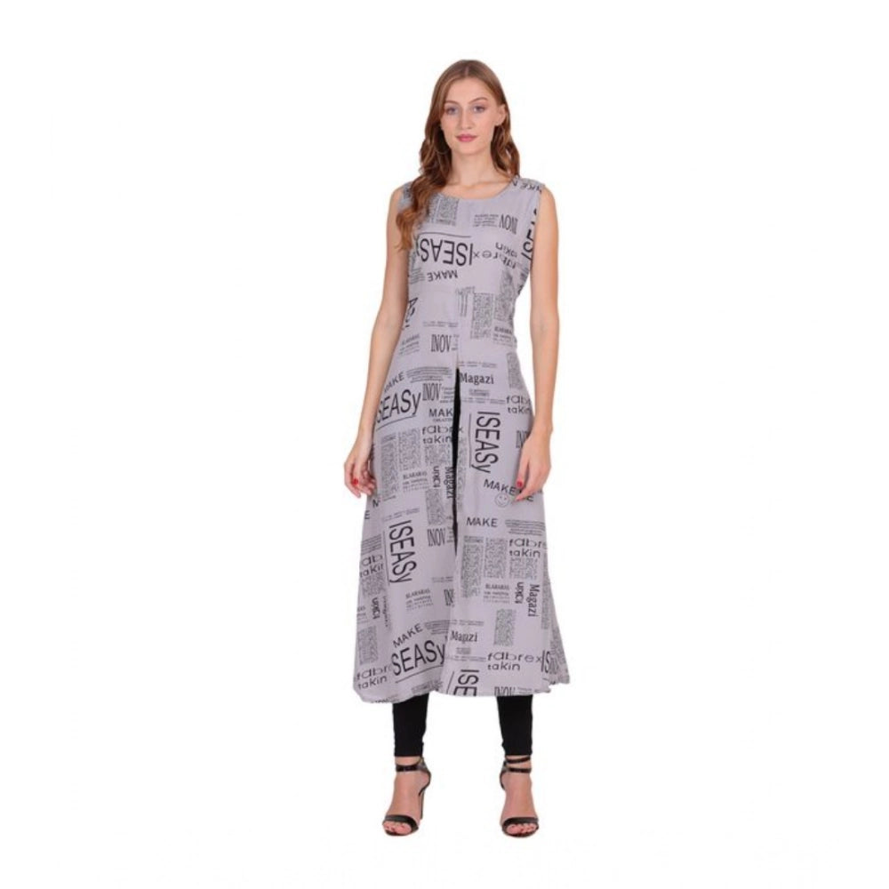 Women's Casual Crepe Sleeveless Slit Dress — Light Grey
