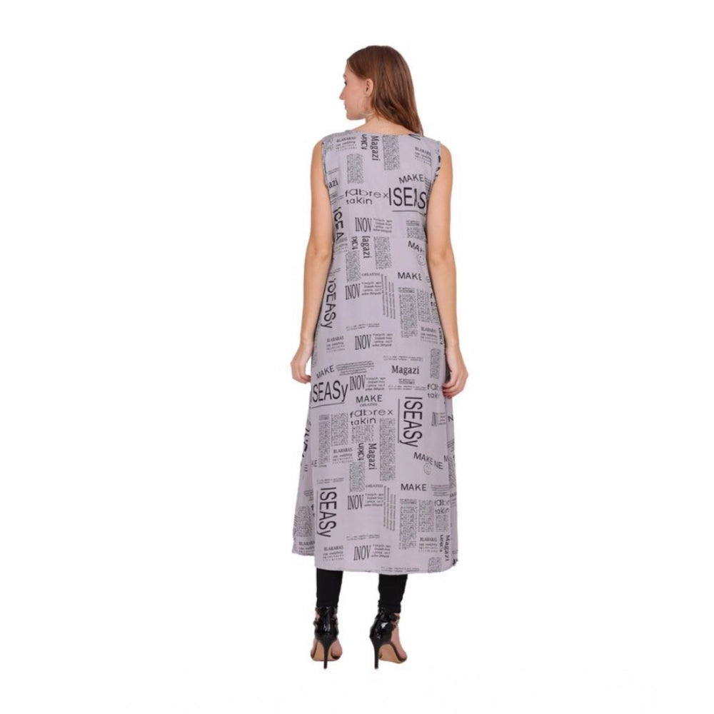 Women's Casual Crepe Sleeveless Slit Dress — Light Grey