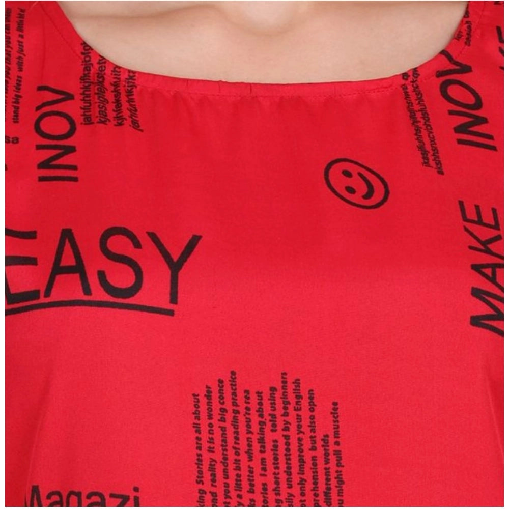Women's Casual Crepe Sleeveless Slit Dress — Red