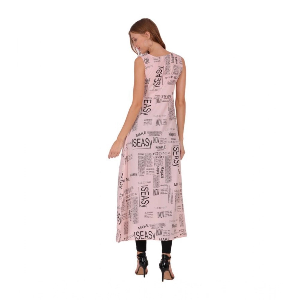 Women's Casual Crepe Sleeveless Slit Dress — Light Pink