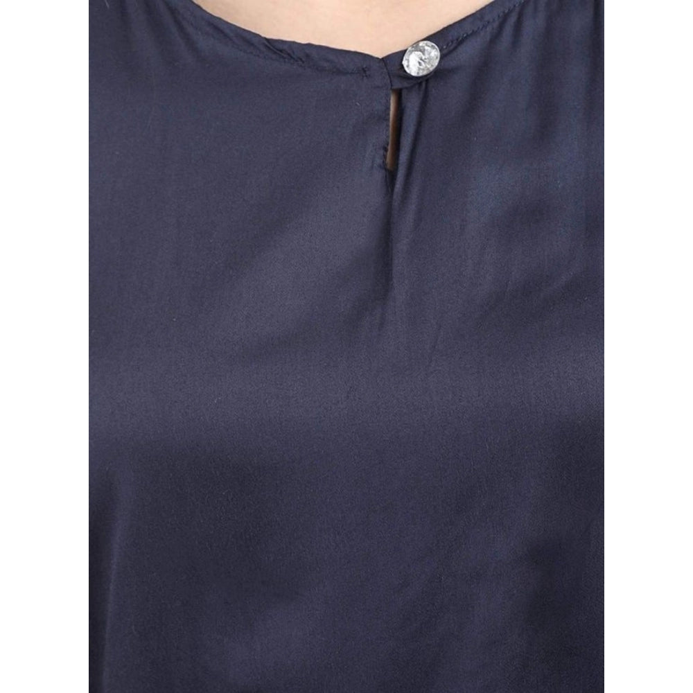 Women's Casual Crepe Sleeveless Jump Suit — Navy Blue