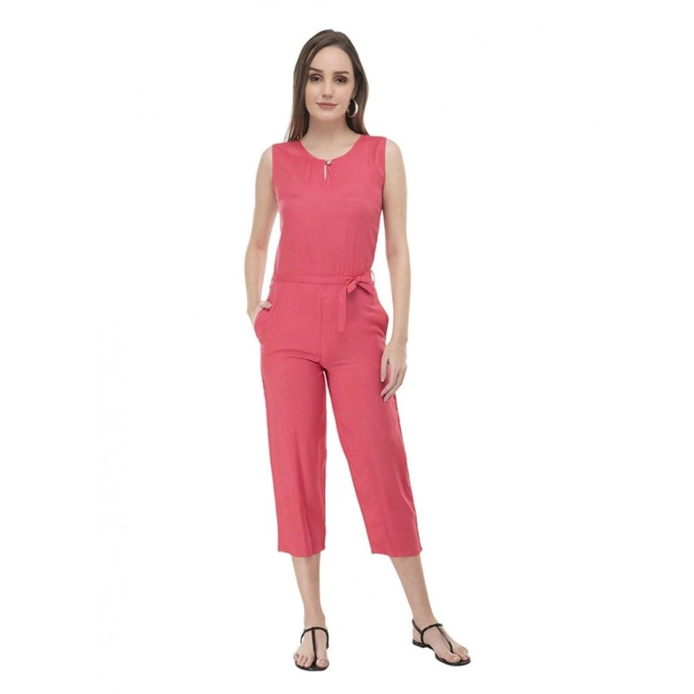 Women's Casual Crepe Sleeveless Jump Suit — Pink