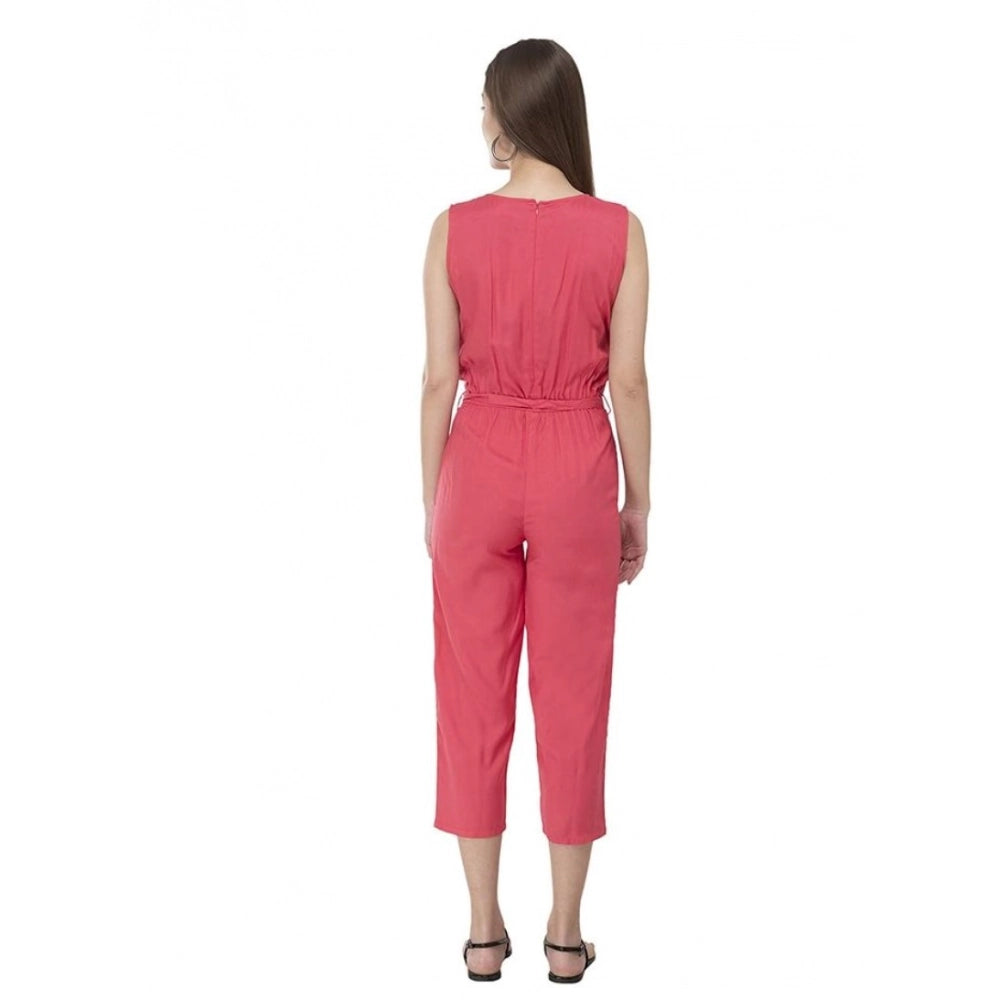 Women's Casual Crepe Sleeveless Jump Suit — Pink