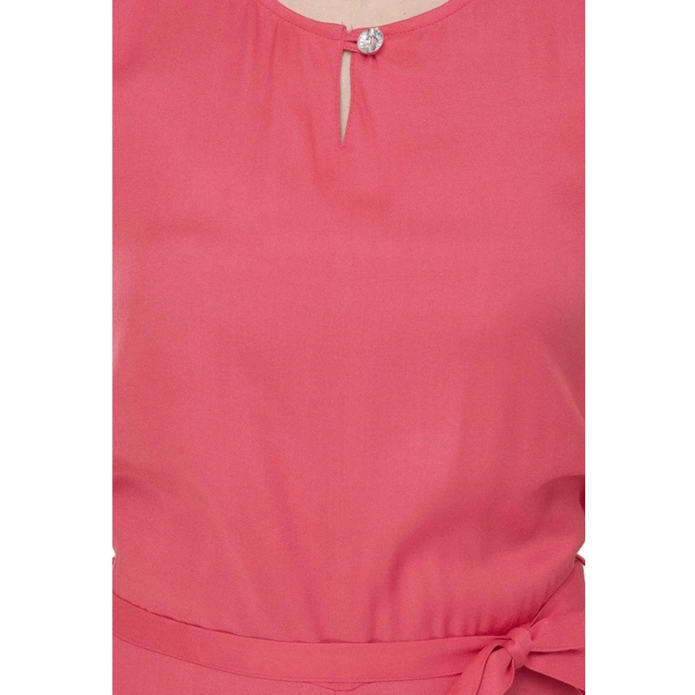 Women's Casual Crepe Sleeveless Jump Suit — Pink