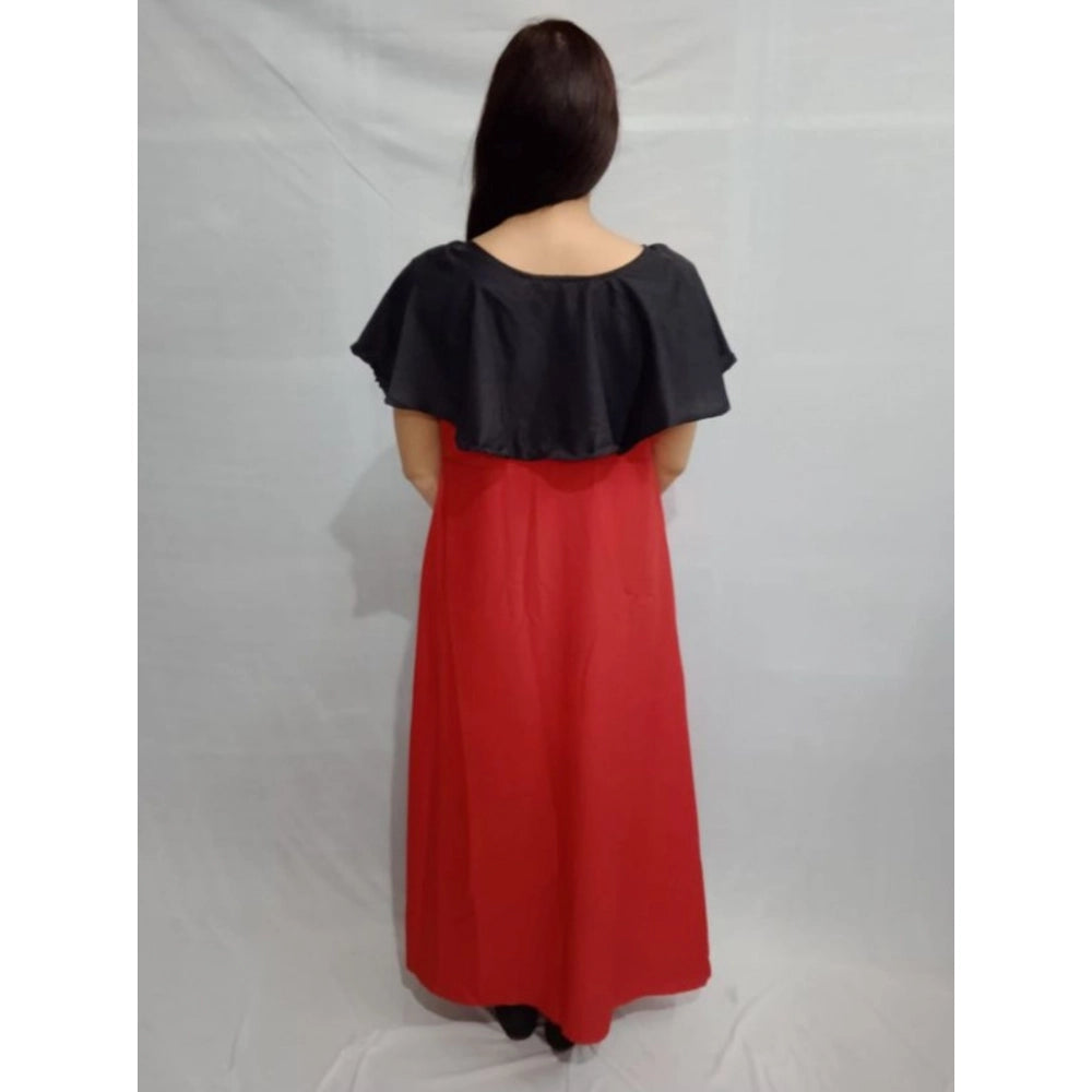 Women's Casual Crepe Cape Sleeve Dress — Black