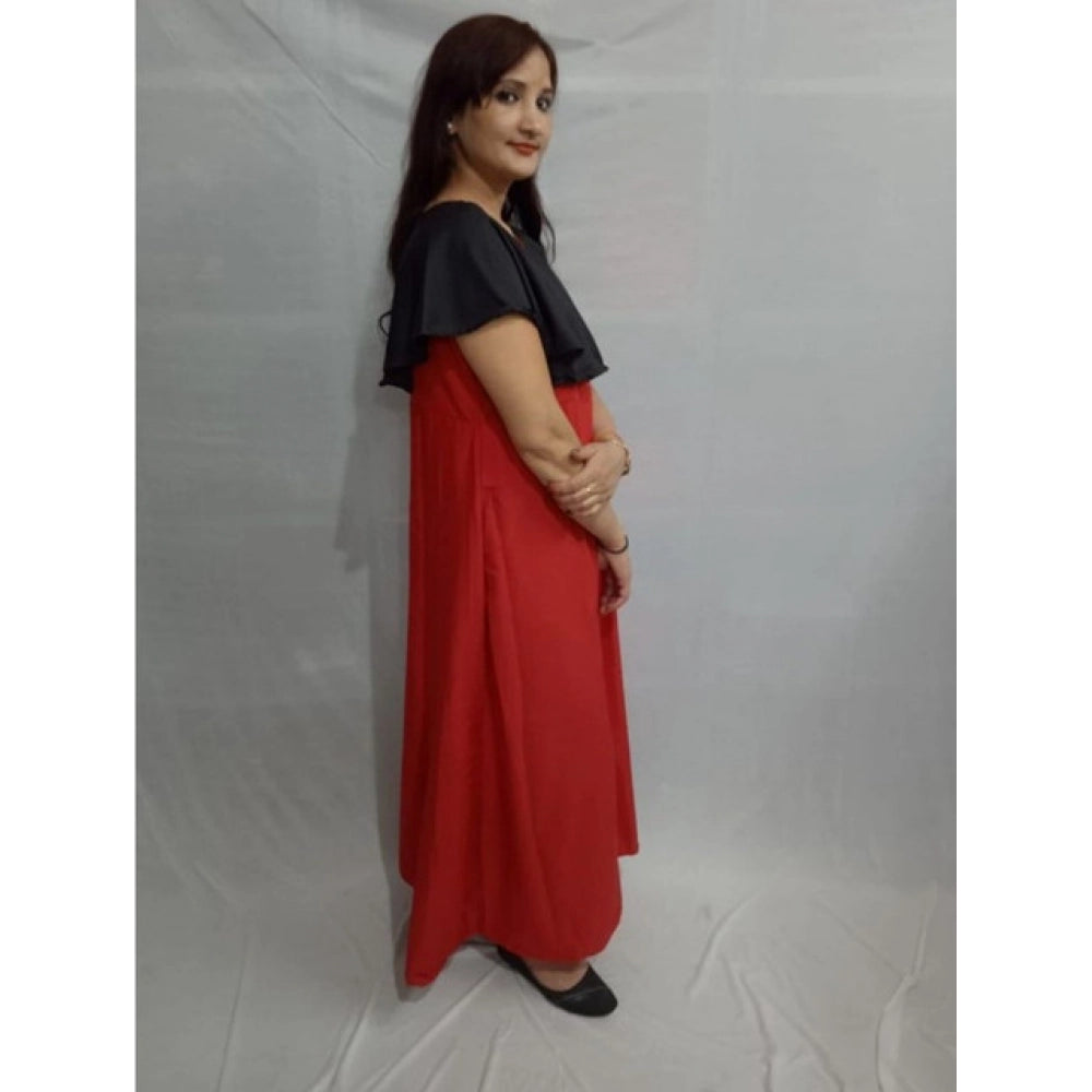 Women's Casual Crepe Cape Sleeve Dress — Black