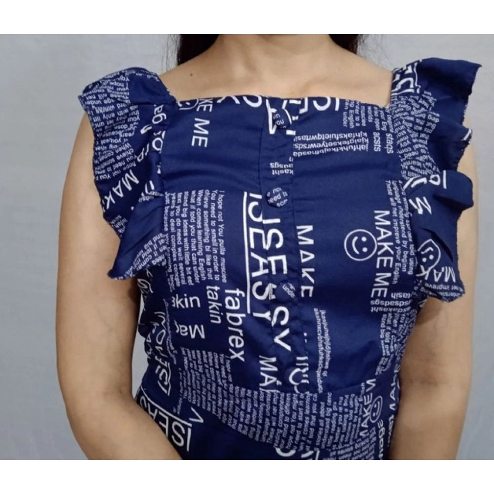 Women's Casual Crepe Sleeveless Dress — Blue