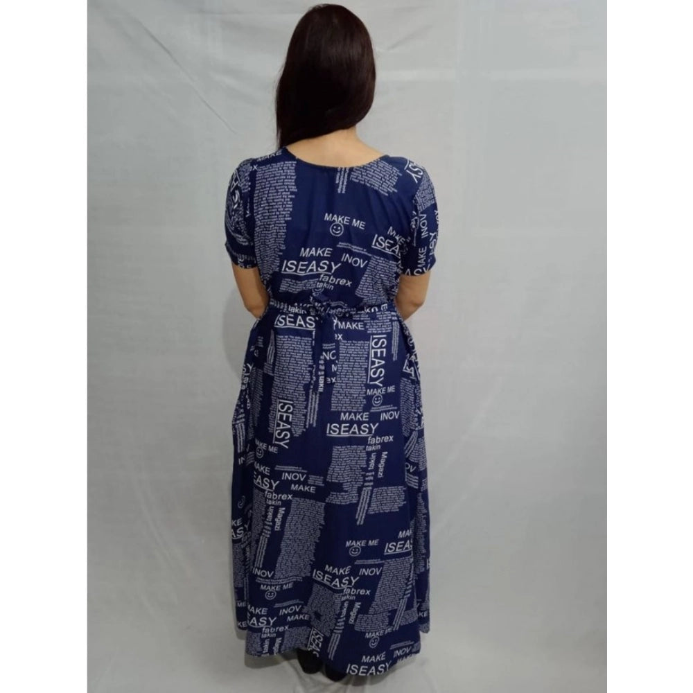 Women's Casual Crepe Half Sleeves Dress — Blue