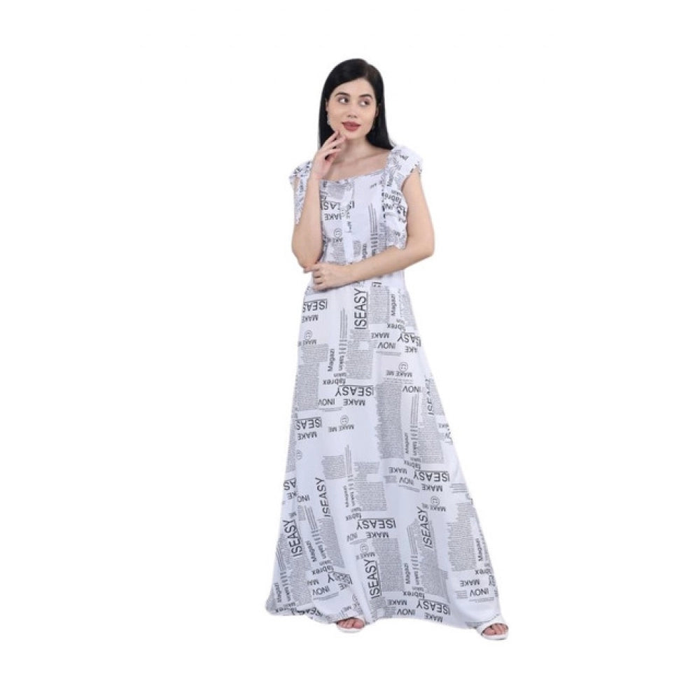 Women's Casual Crepe Sleeveless Dress — White
