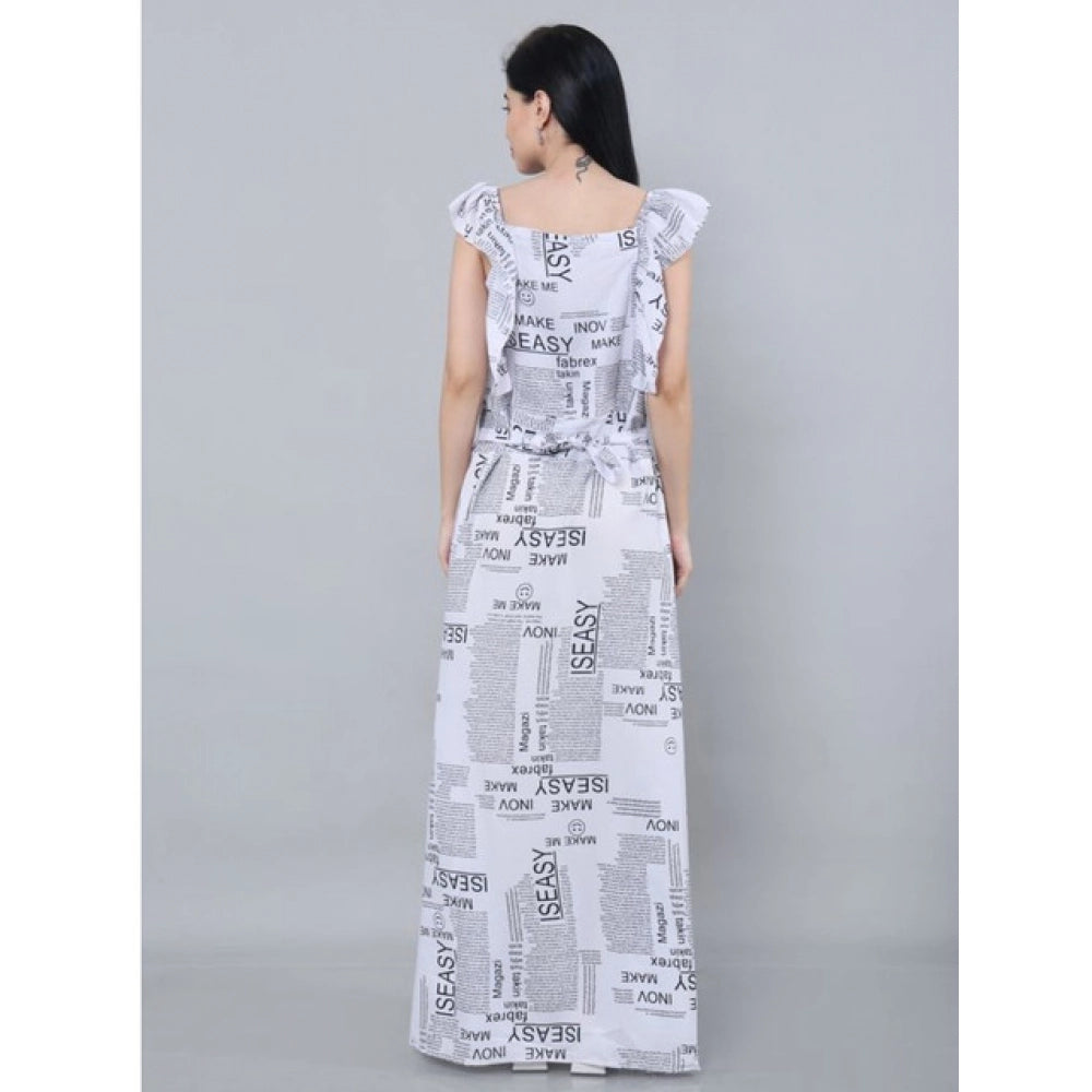 Women's Casual Crepe Sleeveless Dress — White