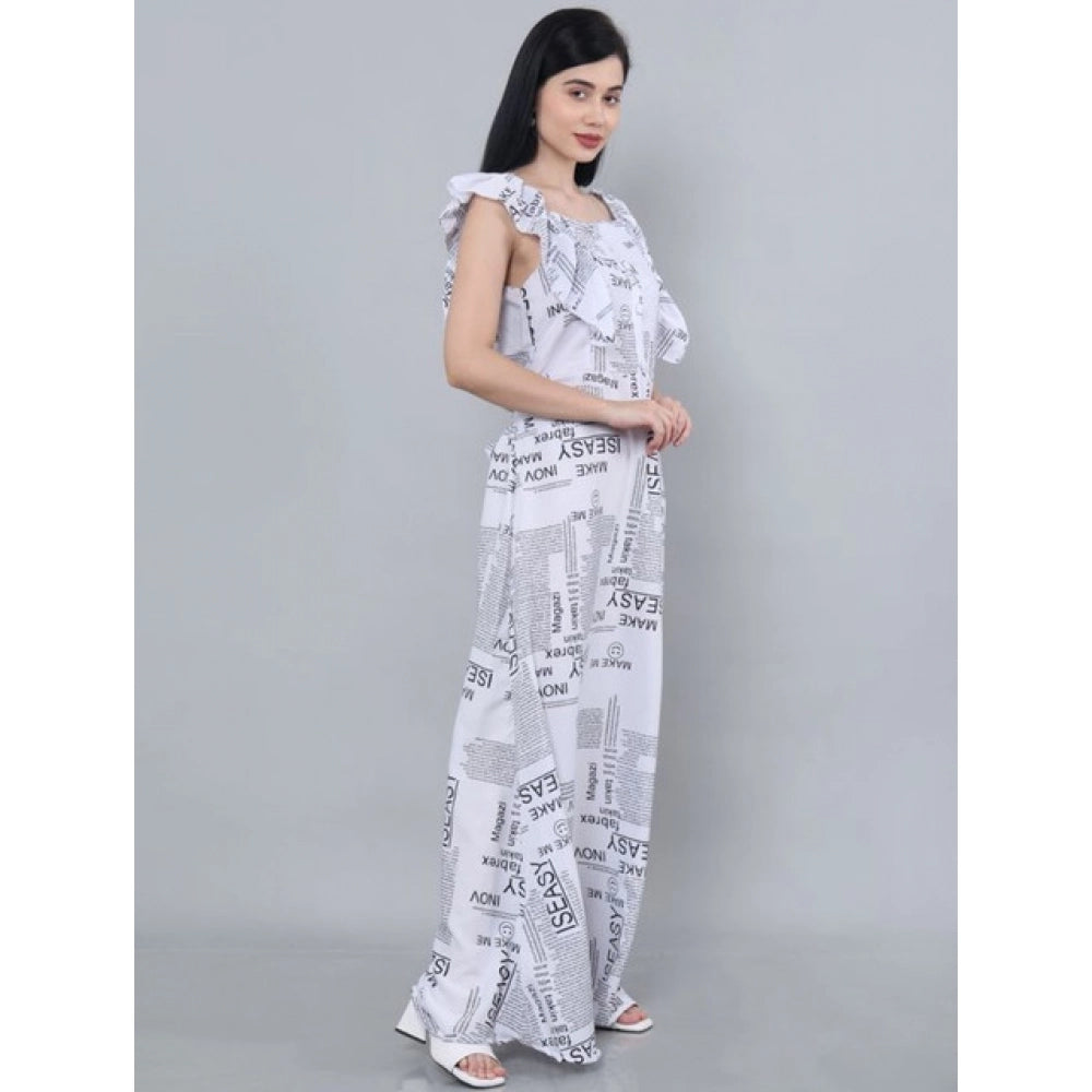 Women's Casual Crepe Sleeveless Dress — White