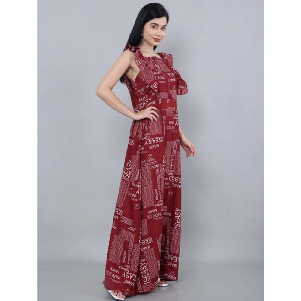 Women's Casual Crepe Sleeveless Dress — Maroon