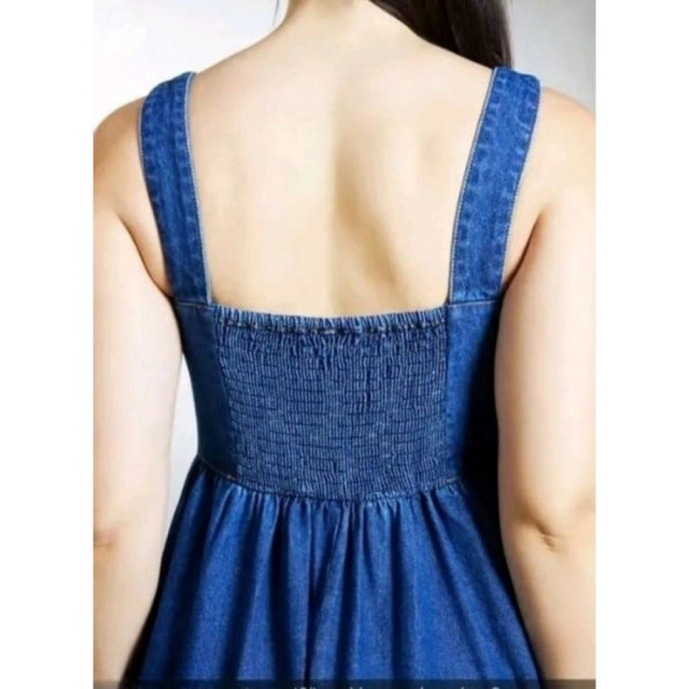 Women's Casual Denim Sleeveless Dress — Blue · 86_L