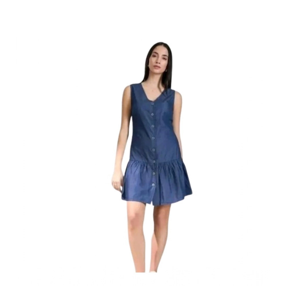 Women's Casual Denim Sleeveless Dress — Blue · 89_L