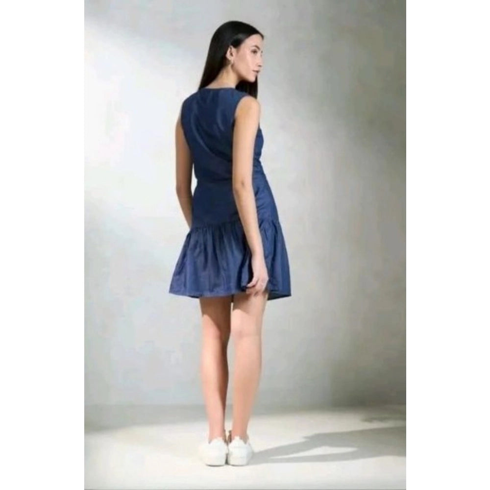 Women's Casual Denim Sleeveless Dress — Blue · 89_L