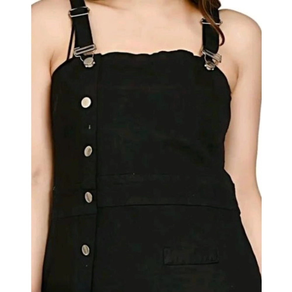 Women's Casual Denim Sleeveless Dress — Black