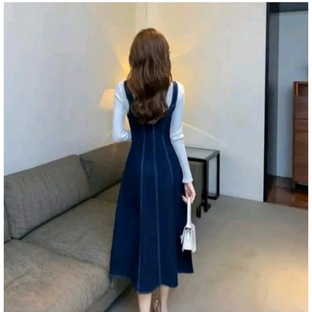 Women's Casual Denim Sleeveless Dress — Blue · 93_L