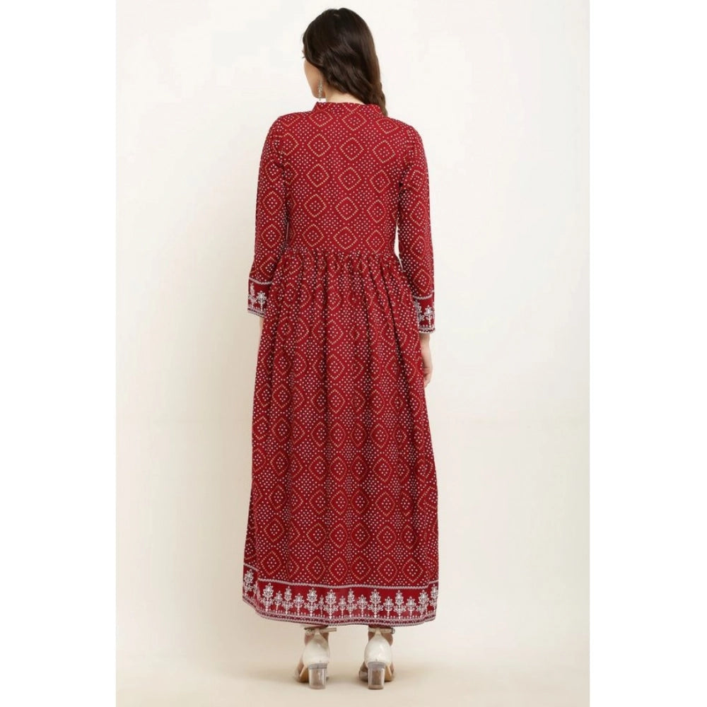 Women's Casual Rayon Full Sleeve Kurti — Maroon