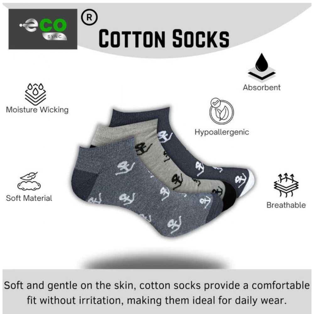 3_Pair Set Unisex Casual Cotton Printed Low Cut Socks · 1174