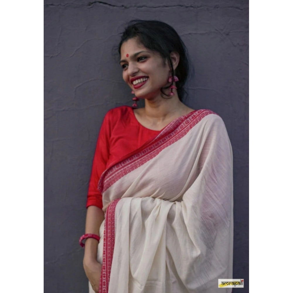 Women's Soft Lilan Printed Saree — White · _193