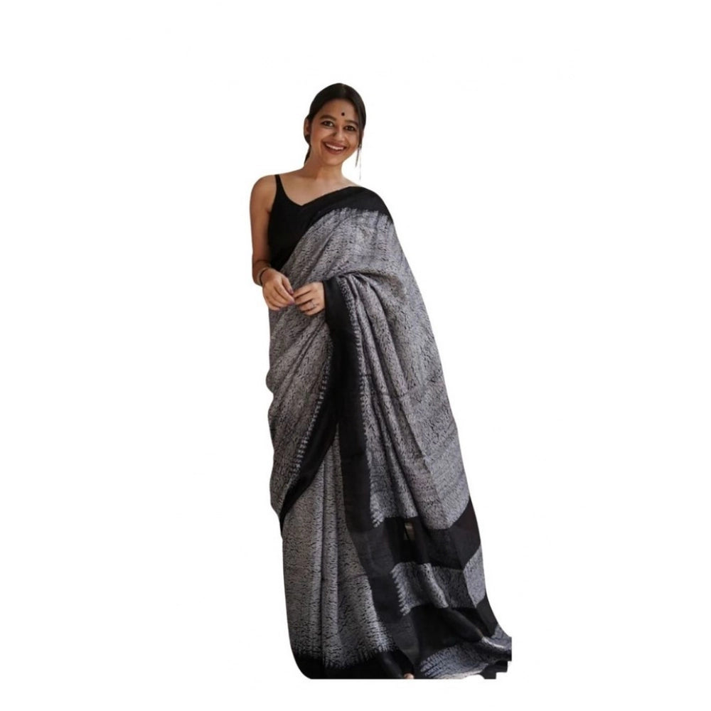 Women's Soft Lilan Printed Saree — Black · _197