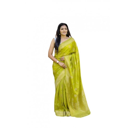Women's Soft Lichi Silk Printed Saree — Green · _Grn