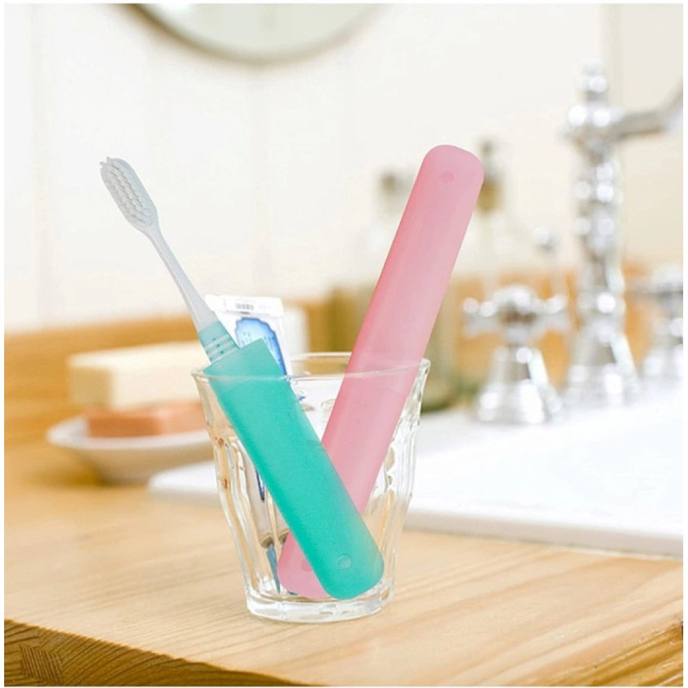 _Plastic Toothbrush Holder Travel 4-Pieces Set Tube Cases · Pack of 4