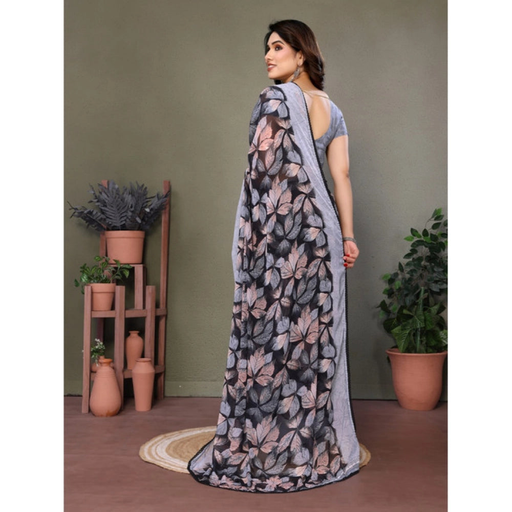 Women's Chiffon Printed Saree — Grey
