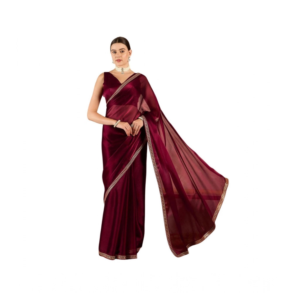 Women's Jimmy Choo Solid Saree — Wine