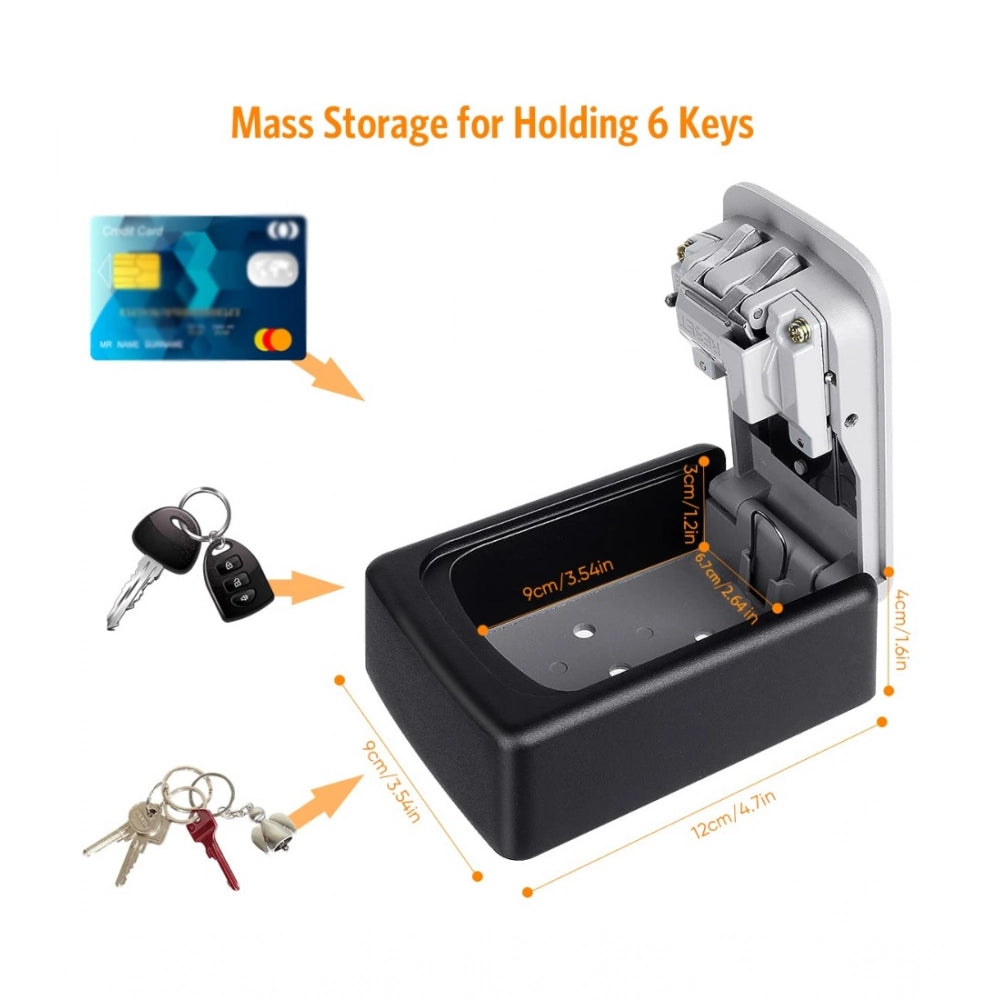 Wall-Mounted Abs Key Lock Box — Grey-Black