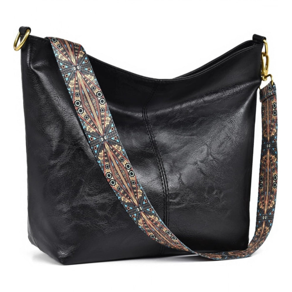 Women's Pu Leather Zipper Handbag — Black · 8BLK