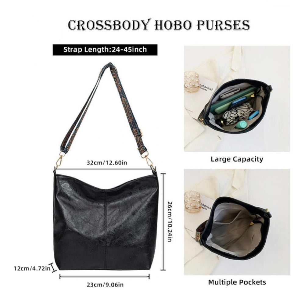 Women's Pu Leather Zipper Handbag — Black · 8BLK