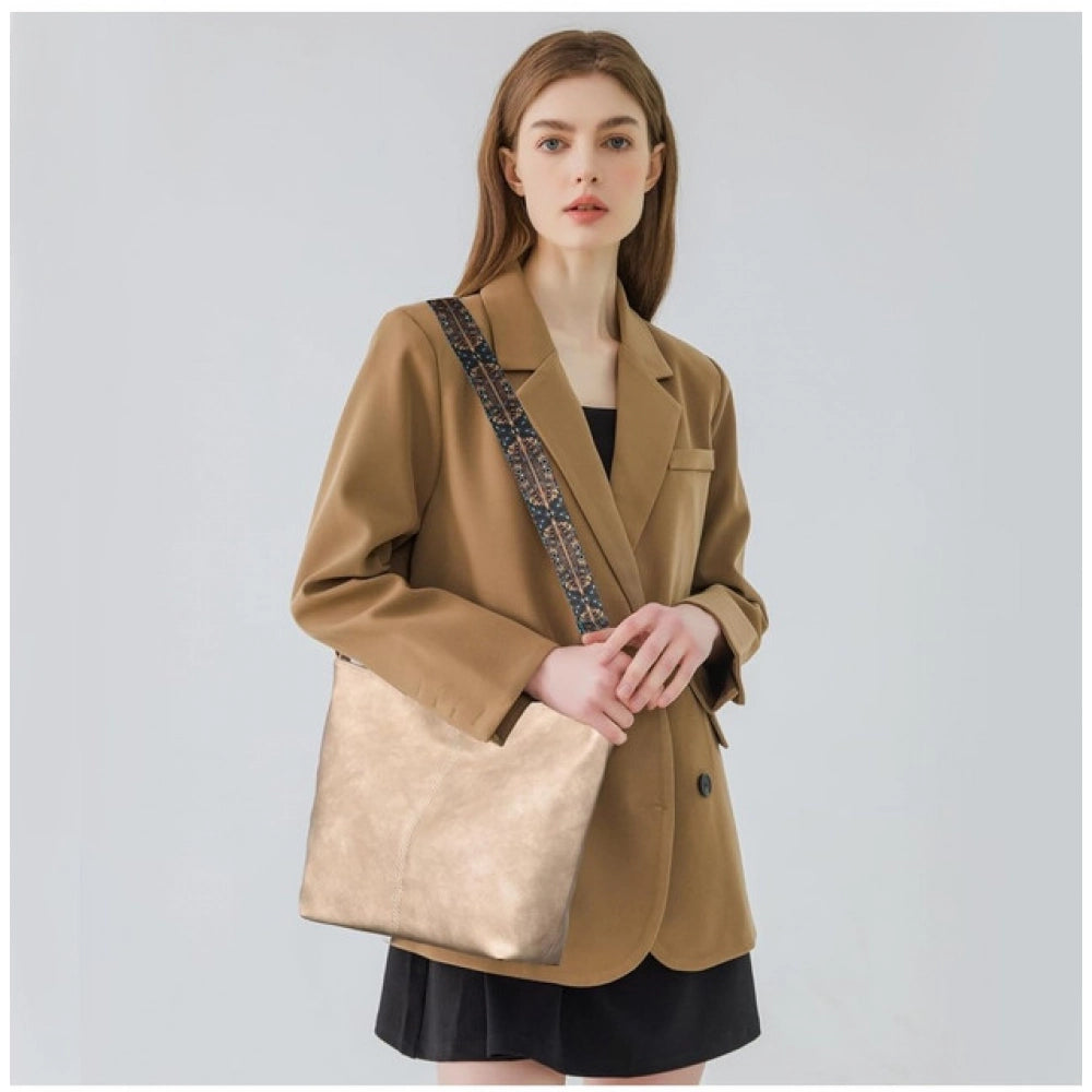 Women's Pu Leather Zipper Handbag — Beige