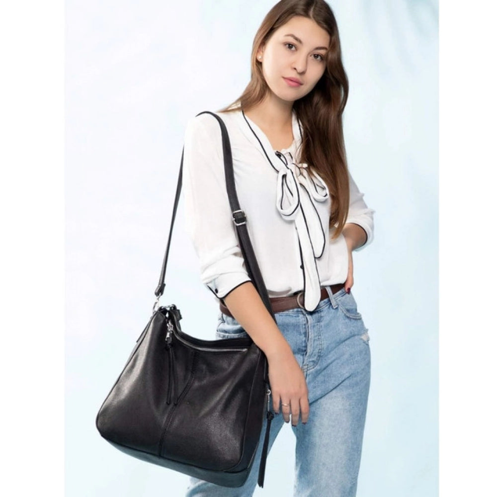 Women's Pu Leather Zipper Handbag — Black · 4BLK