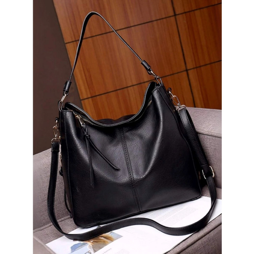 Women's Pu Leather Zipper Handbag — Black · 4BLK