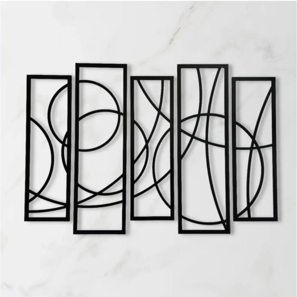 Wooden 5-Piece Wall Art Panel Frame – Elegant Black