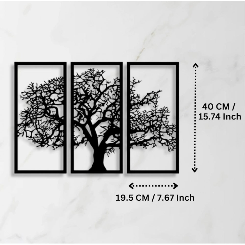 Wooden 3 Pieces Tree Wall Art Panel Frame For