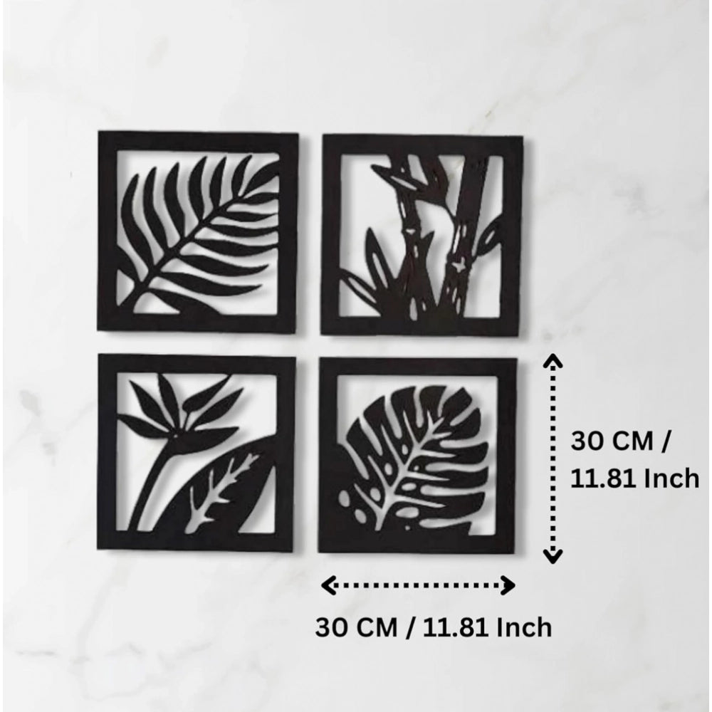 7 Decore Wooden 4 Pieces Square Tree Leaf Wall — Big Size